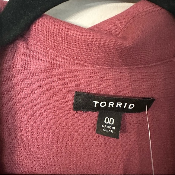 Torrid Women’s Maroon Gauze Open Front 3/4 Sleeve Kimono Shirt Sz 00, M/L NWT - Picture 3 of 8